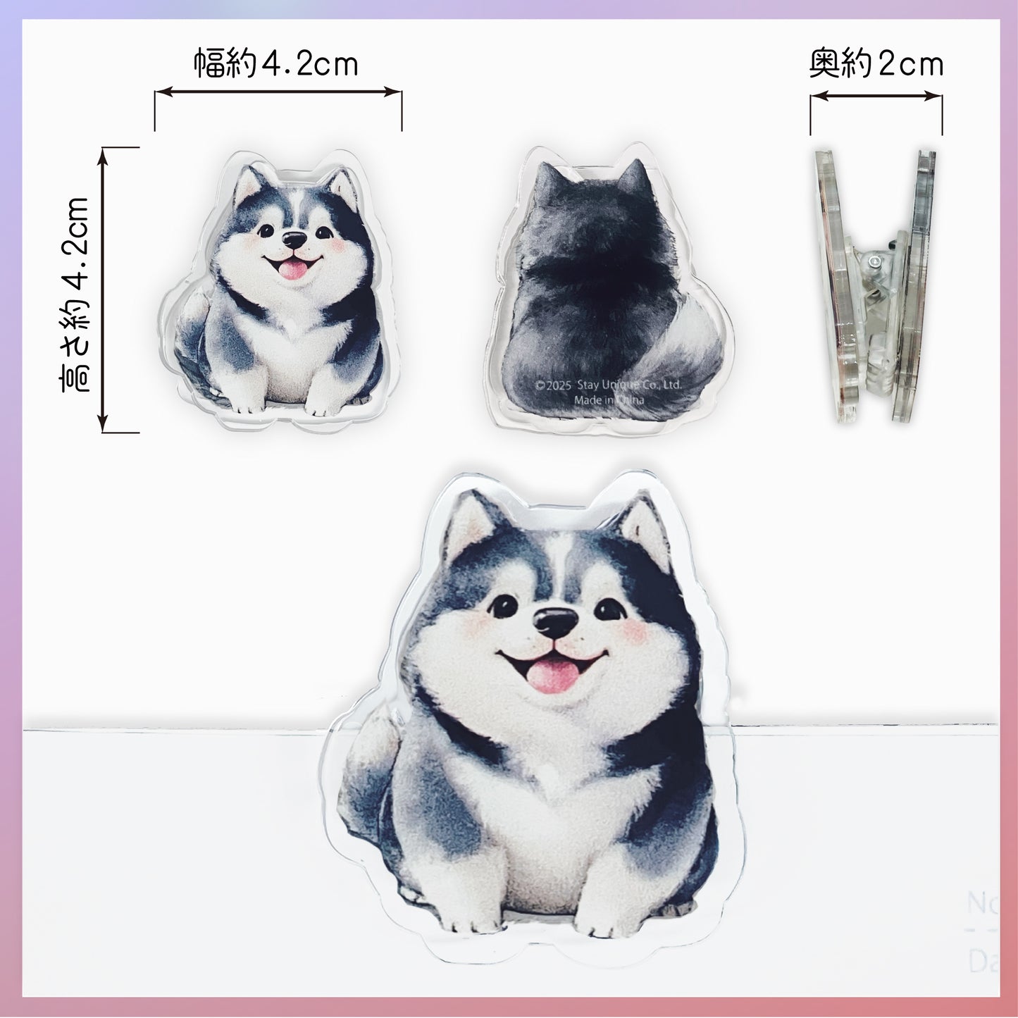 👑マグネット入り🧲両面わんこ🐶クリップ（4個セット）